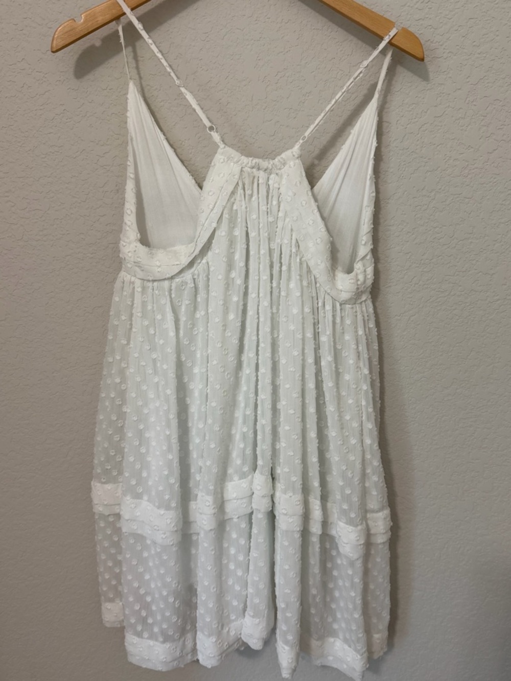 White Swiss Dot Babydoll Dress | Native Daughters | Boho Flowy Mini | Size S - Picture 3 of 10
